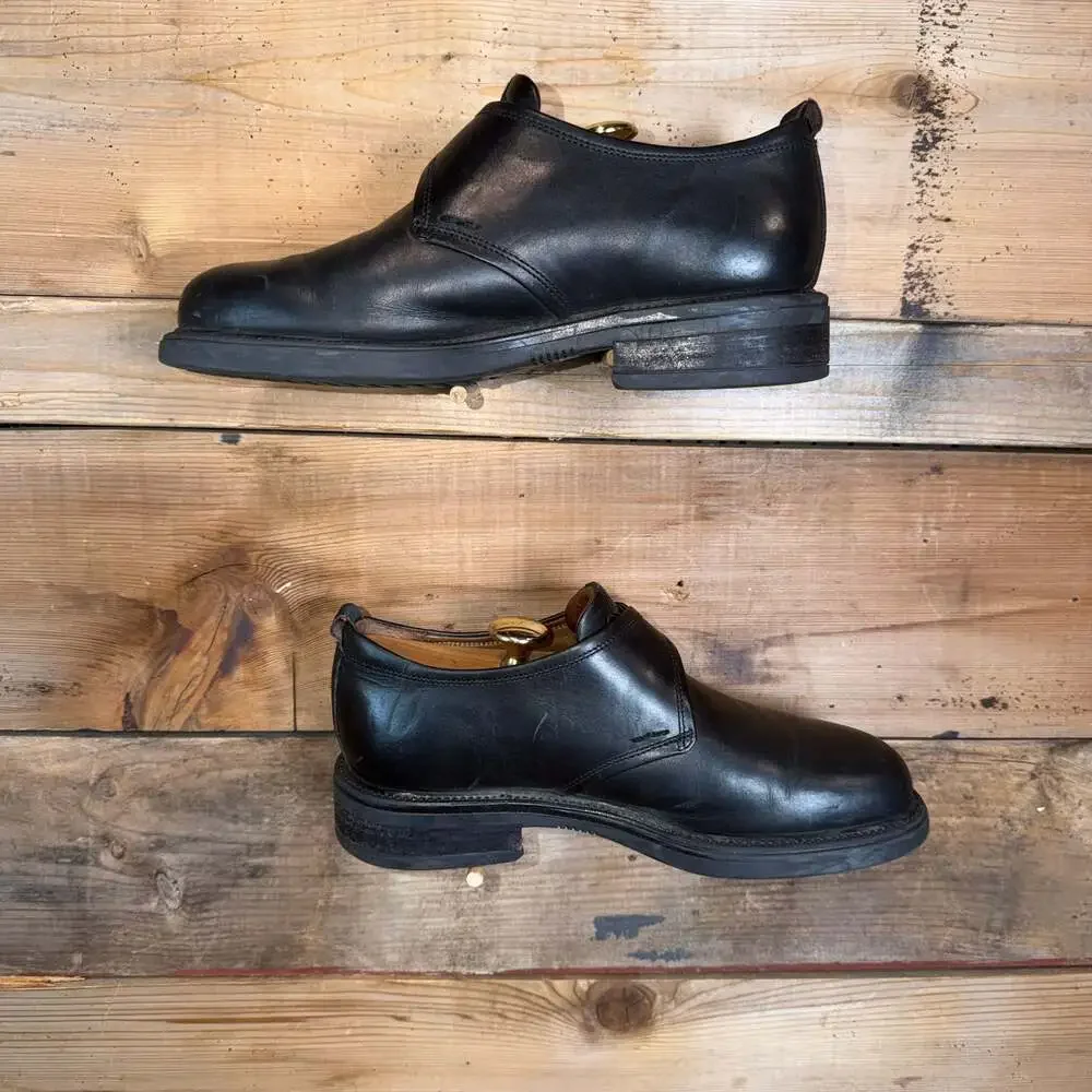 Montrex Shoes Vintage Black Leather Single Monk Strap Dress Shoes Size 41 / 7
